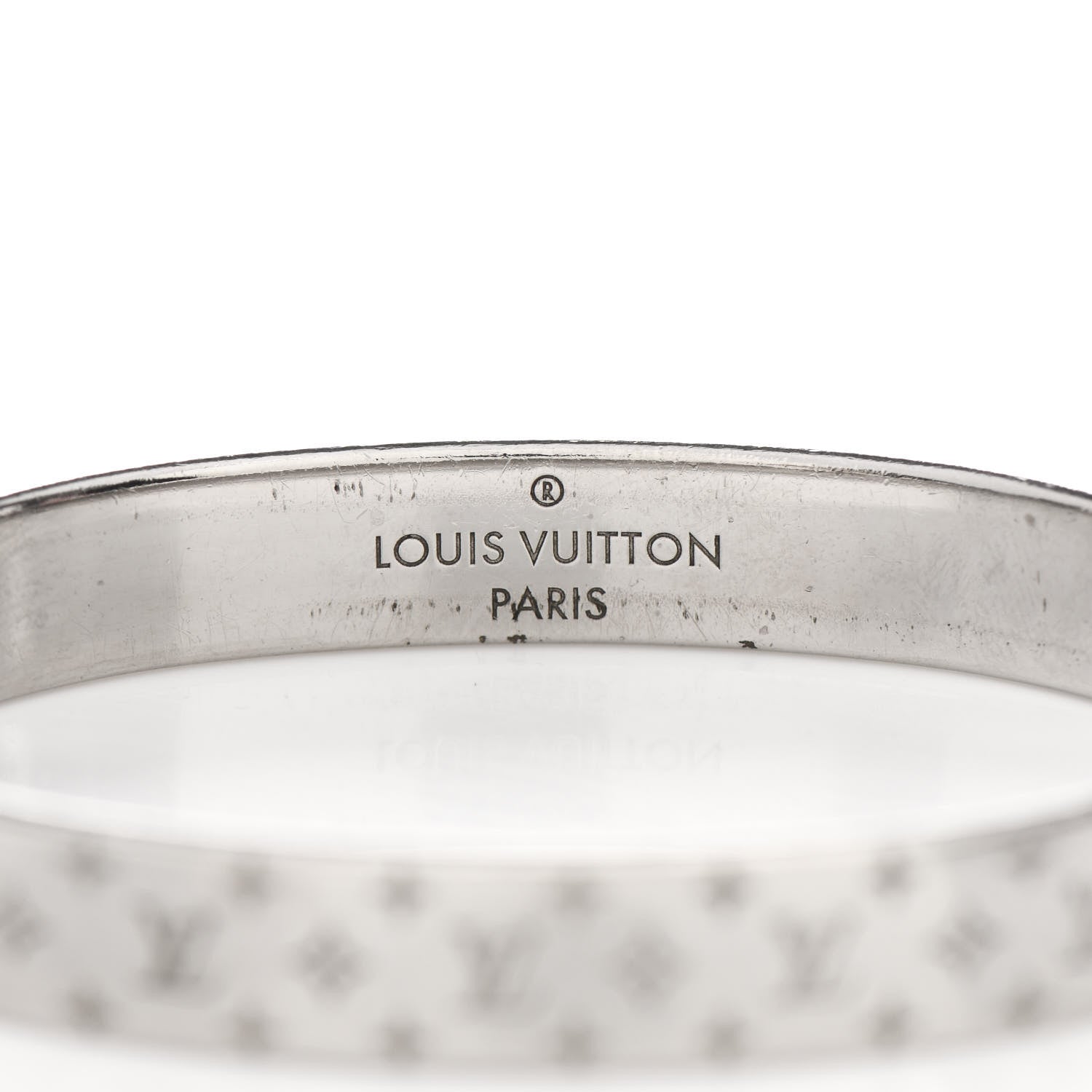 Louis Vuitton Brass Palladium Plated Nanogram Cuff M Silver 4 of 6