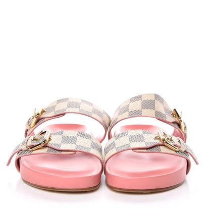 Louis Vuitton Damier Azur Bom Dia Flat Mules 37 Rose Clair 2 of 9