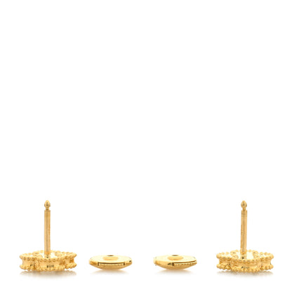 Van Cleef & Arpels 18K Yellow Gold Mother of Pearl Sweet Alhambra Earrings 3 of 4