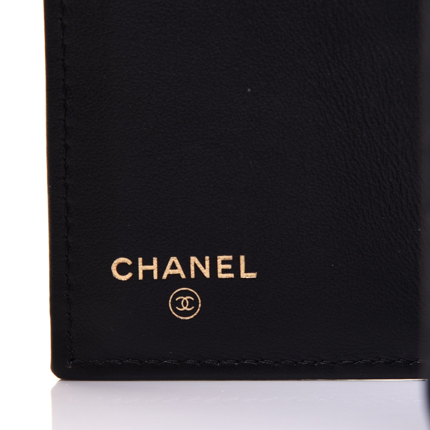 Lambskin Camellia Embossed Small Wallet Black