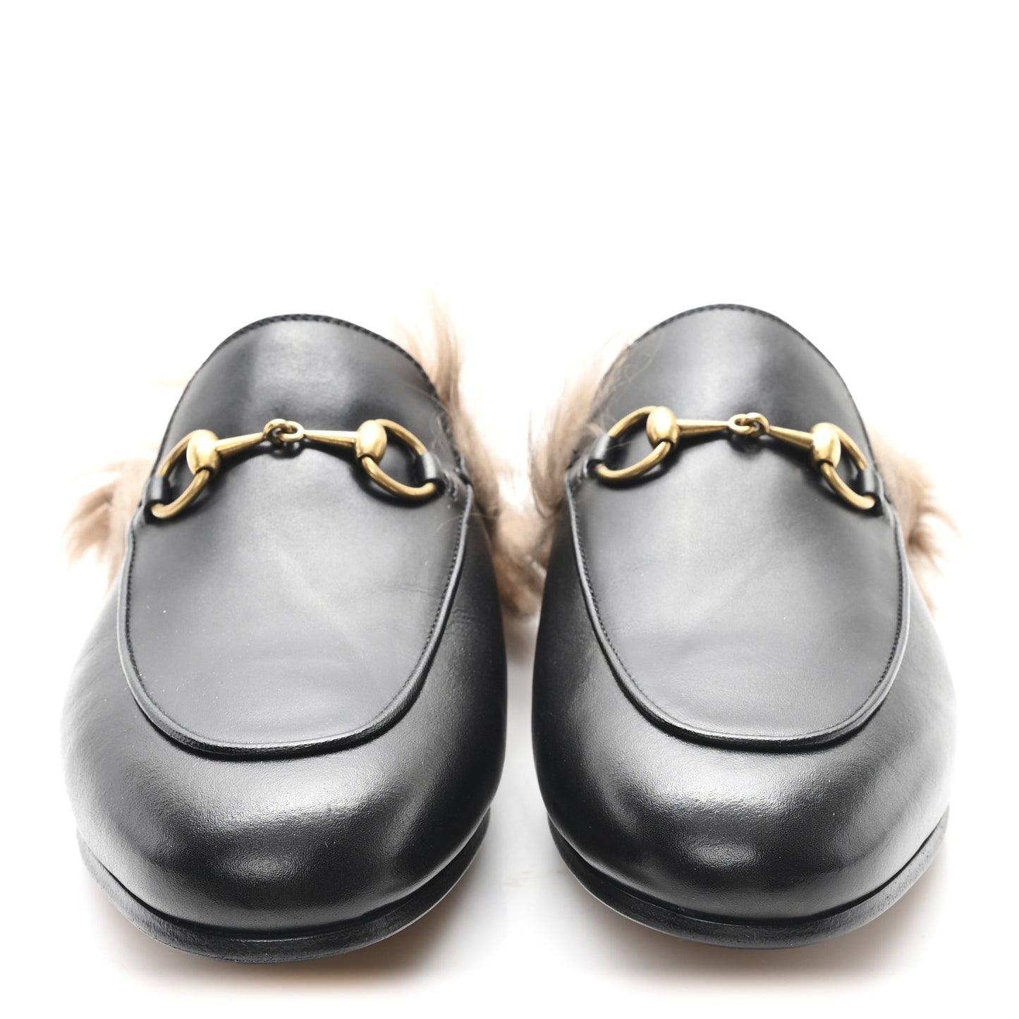Calfskin Fur Womens Princetown Slippers 36 Black