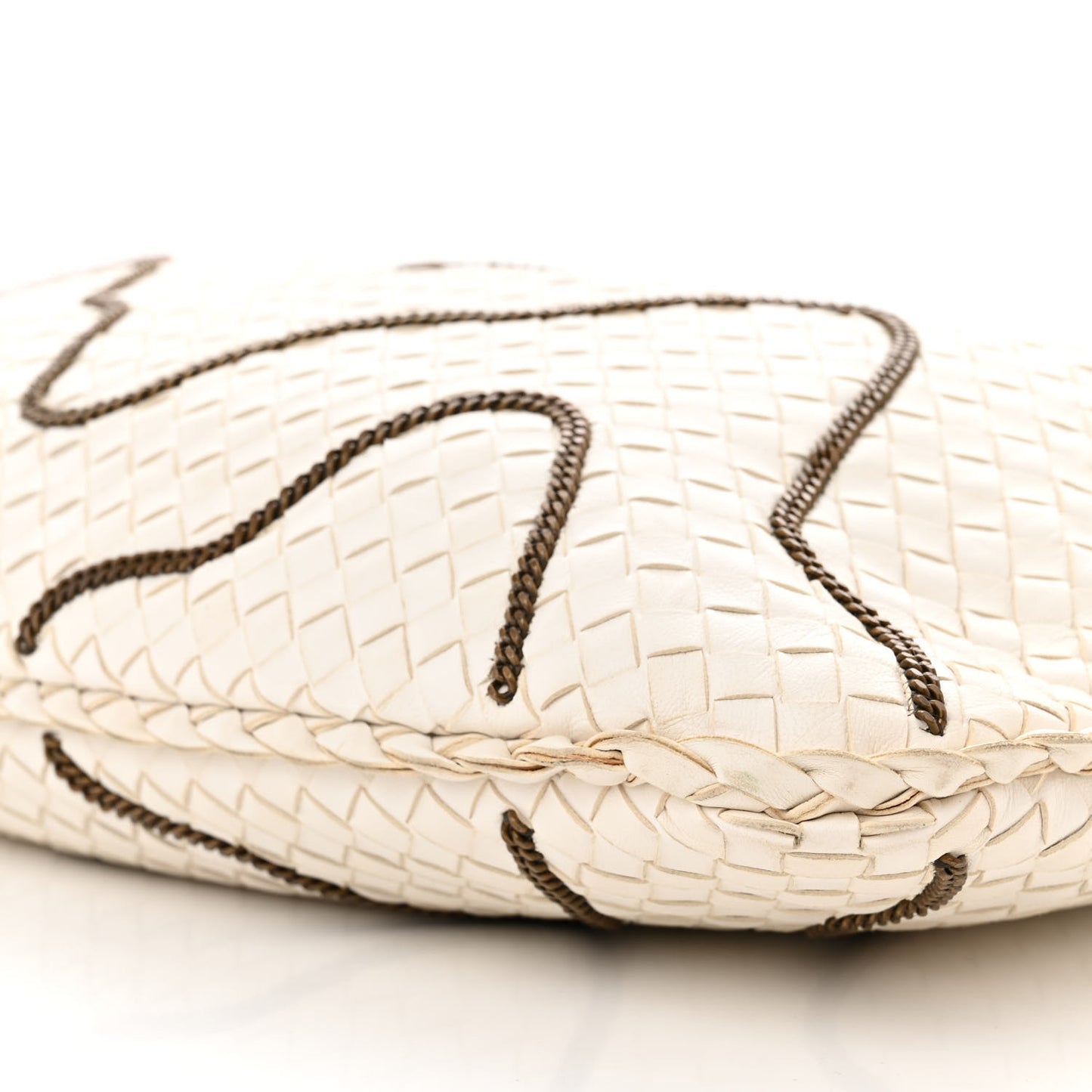 Nappa Intrecciato Medium Veneta Chain Hobo White