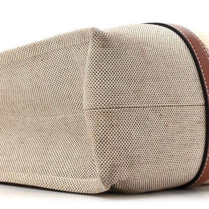 Chloe Cotton Calfskin Large Woody Ribbon Tote White Brown 10 of 15