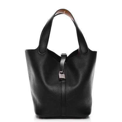Hermes Taurillon Clemence Picotin Lock 22 MM Black Toffee 1 of 7
