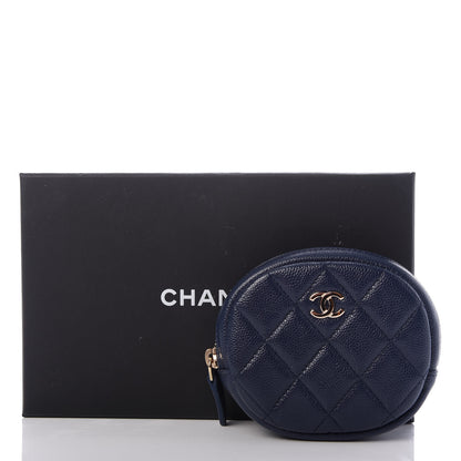 Chanel Caviar Quilted Zip Around Classic Coin Purse Navy Blue 8 of 8