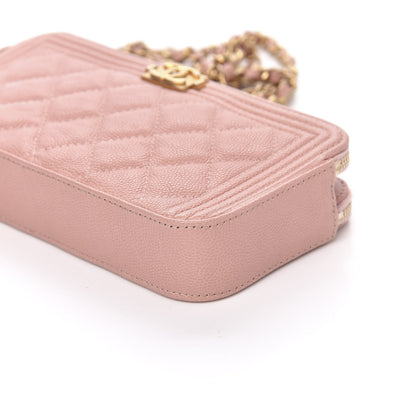 Chanel Caviar Quilted Small Boy Clutch With Chain Pink 11 of 12