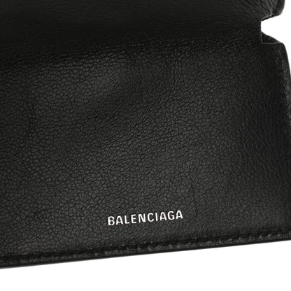 Balenciaga Grained Calfskin Logo Mini Cash Wallet On Chain Black White 7 of 7