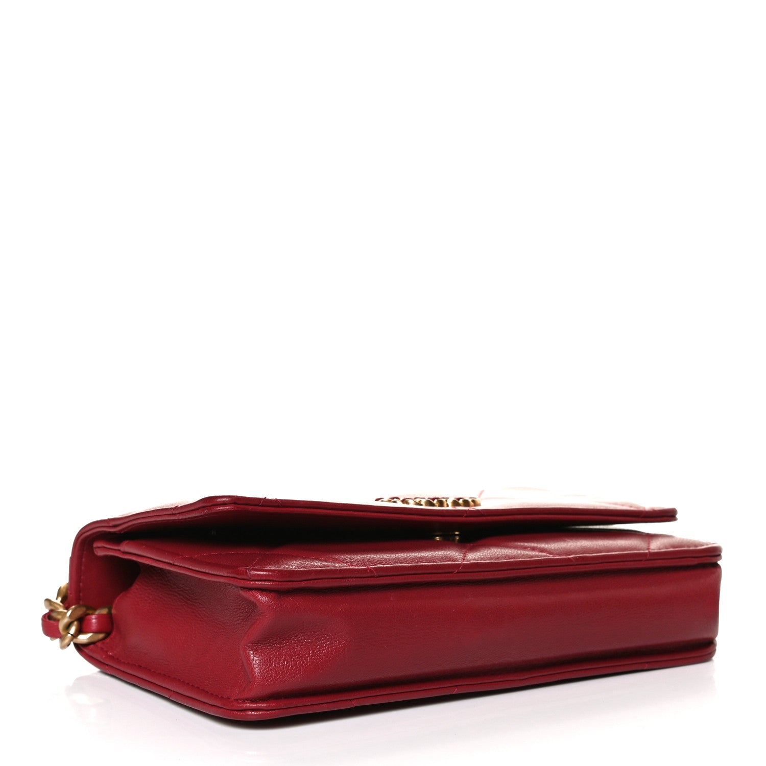 Chanel Goatskin Quilted Chanel 19 Wallet On Chain WOC Red 4 of 12