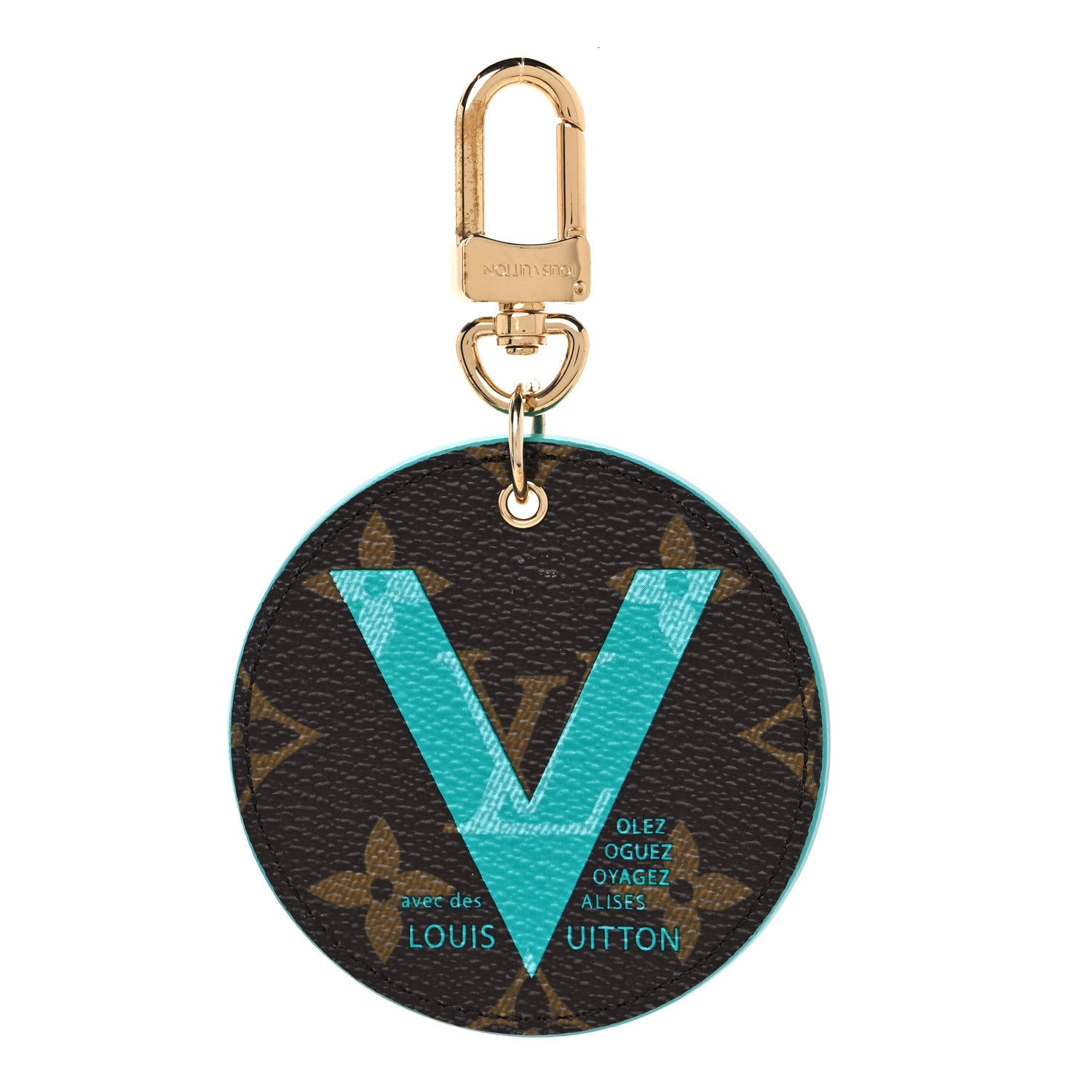 Louis Vuitton Monogram Illustre V Bag Charm Key Ring Turquoise 1 of 4