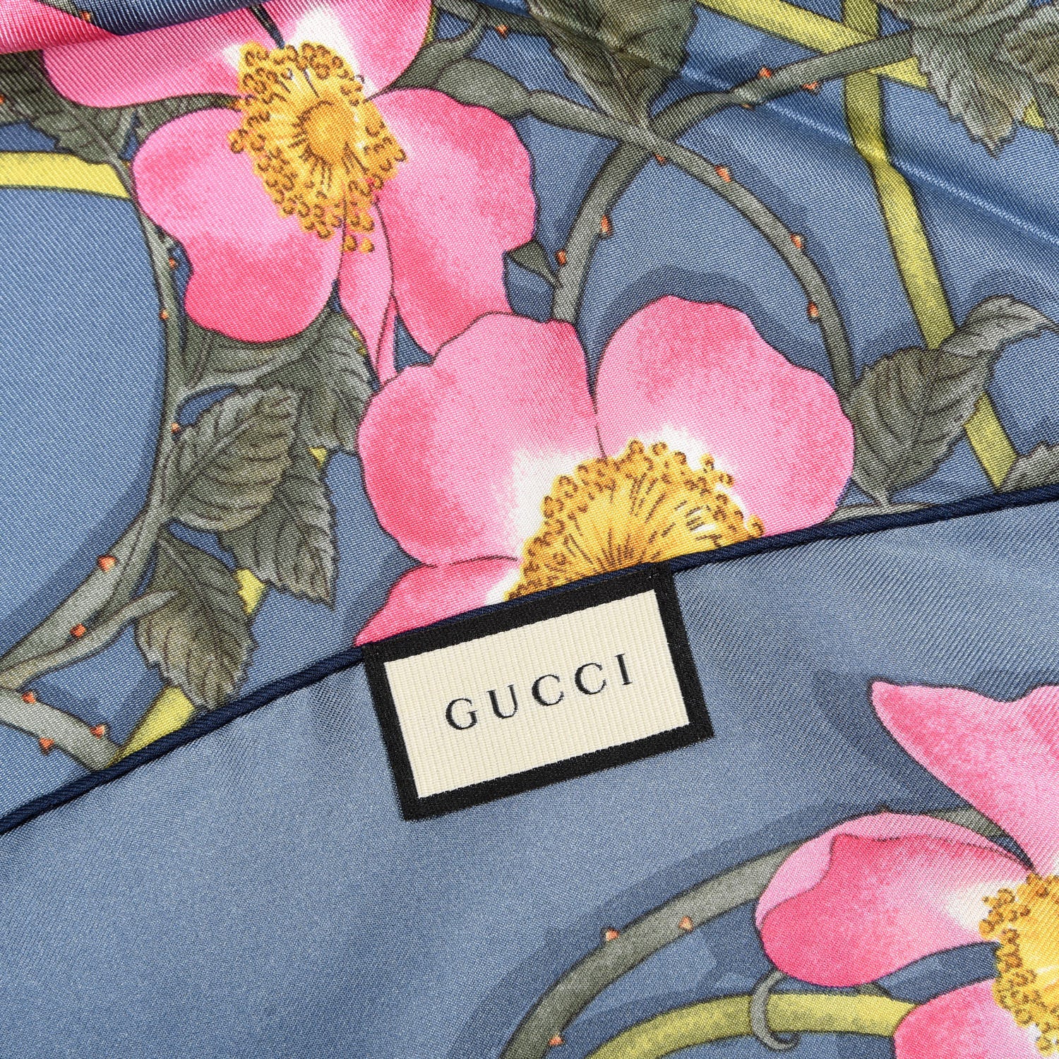 Gucci Silk Twill Flowerwebby Square Scarf Sky Blue 3 of 5