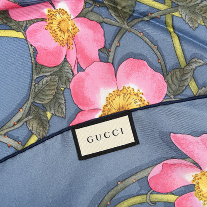 Gucci Silk Twill Flowerwebby Square Scarf Sky Blue 3 of 5