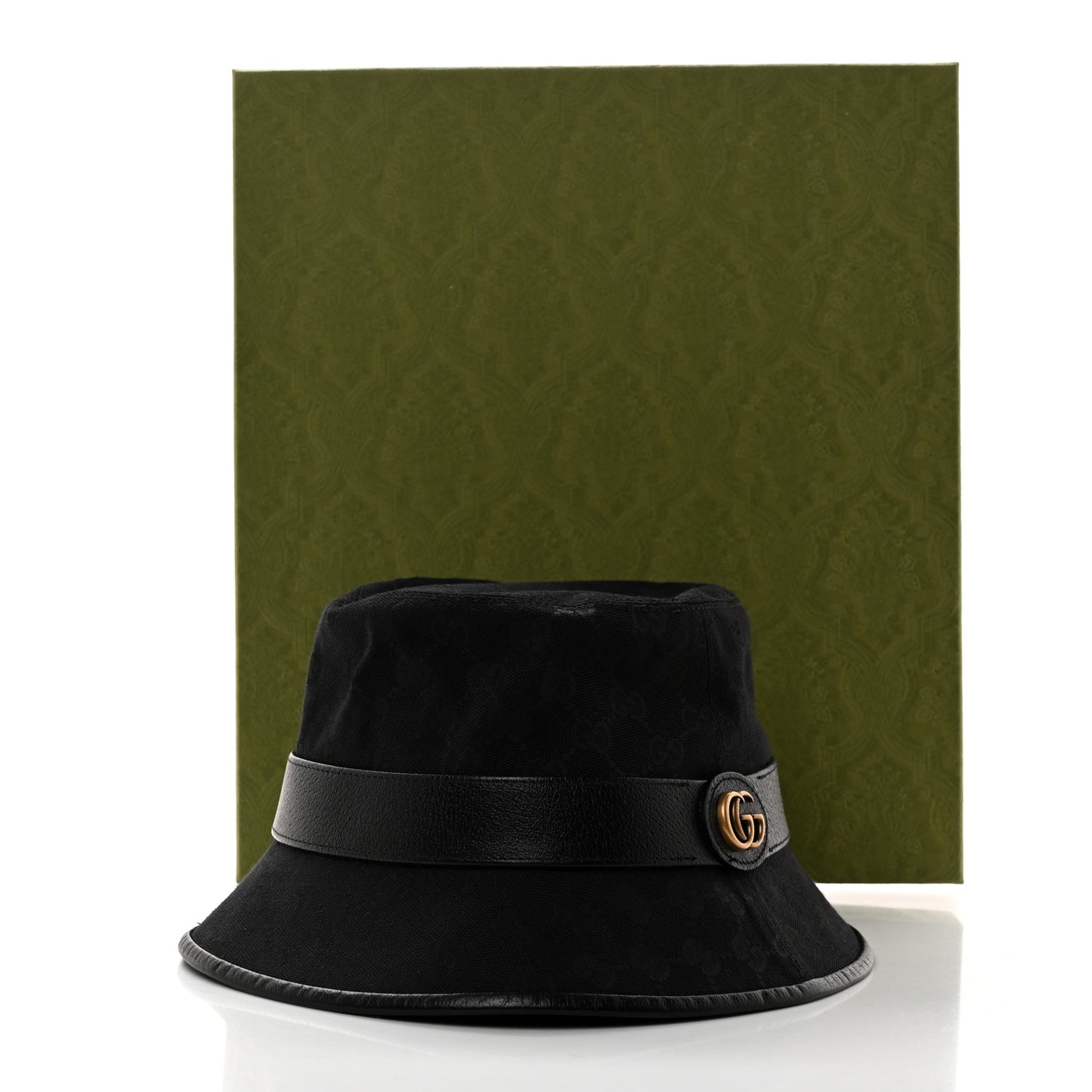 Monogram Textured Dollar Calfskin GG Jago Bucket Hat M Black