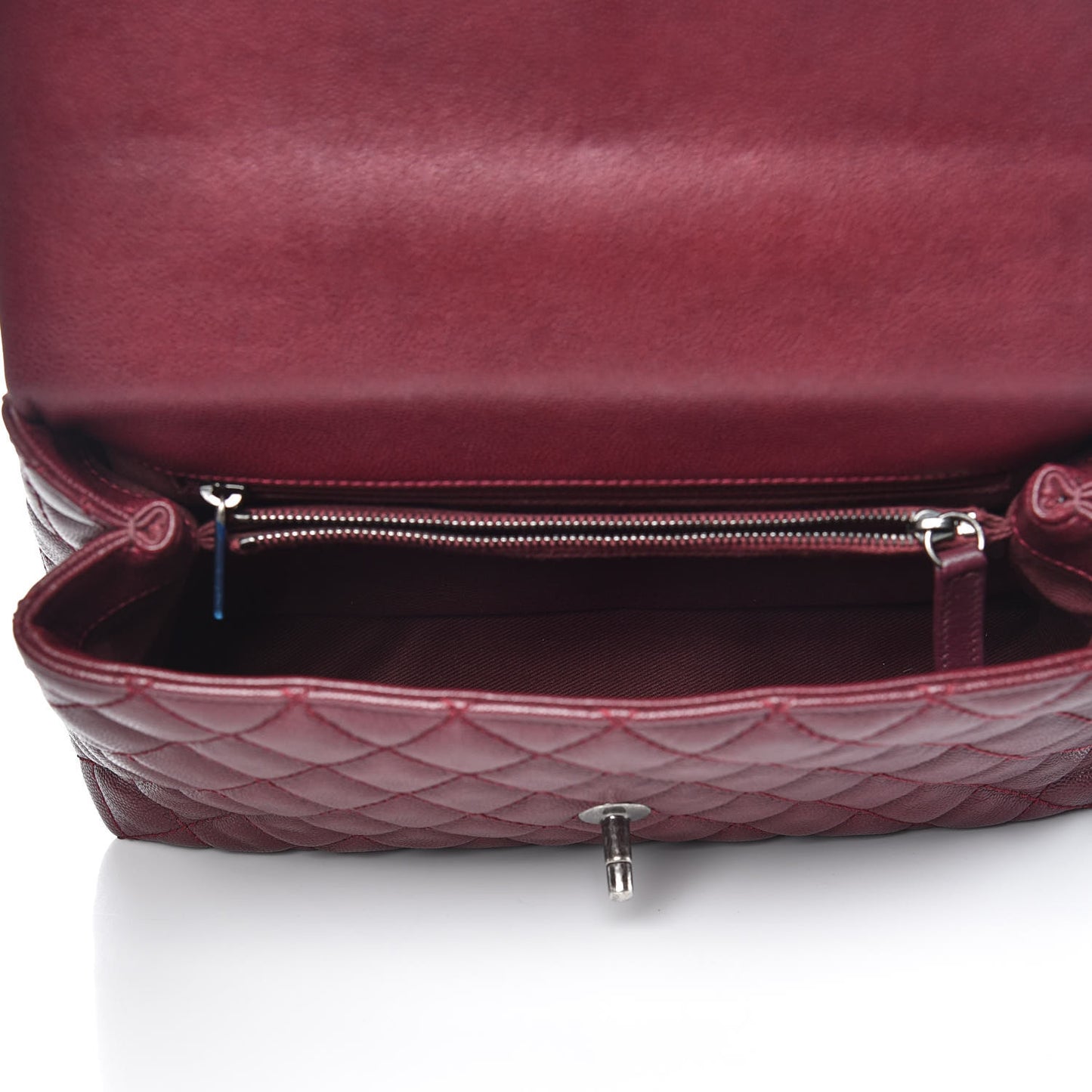 Caviar Quilted Small Coco Handle Flap Burgundy