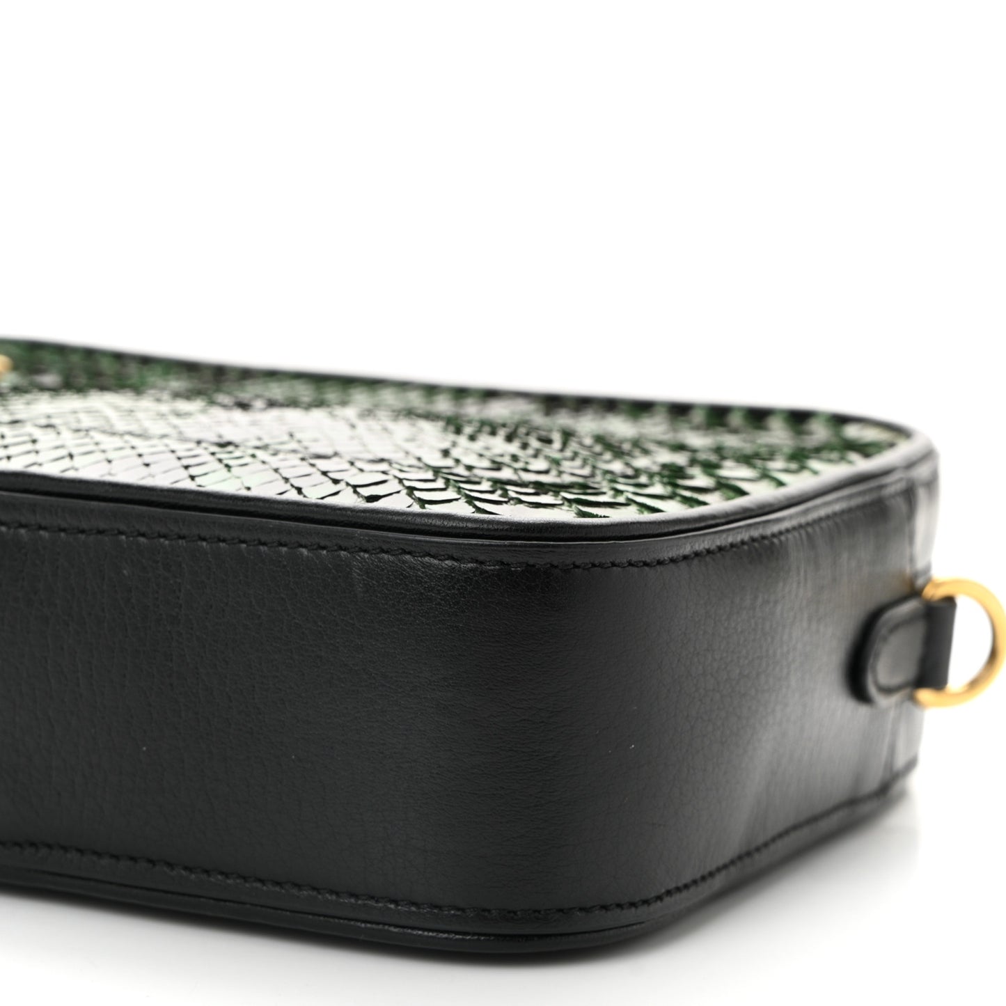 Snakeskin Calfskin Camera Bag Green Black