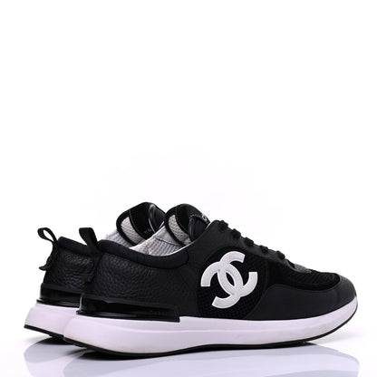 Chanel Calfskin Mesh Lycra Suede Womens Logo Sneakers 41.5 Black 4 of 16