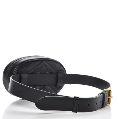 Gucci Calfskin Matelasse GG Marmont Belt Bag 85 34 Black 3 of 9