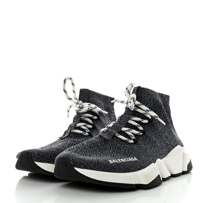 Balenciaga Chine Knit Bi-Color Sole Womens Speed Lace Up Sneakers 40 Black White 5 of 8