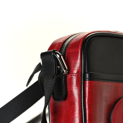 Fendi Glazed Fabric Vitello Century FF 1974 Stamp Patch Small Crossbody Messenger Rosso Black 7 of 7