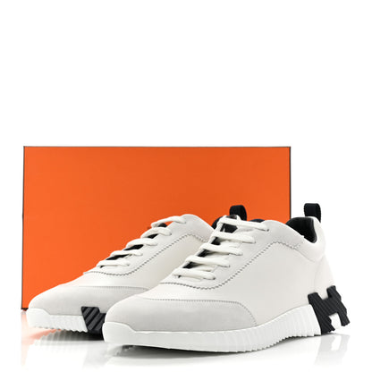 Hermes Goatskin Suede Goatskin Bouncing Sneakers 46 White Navy 9 of 9