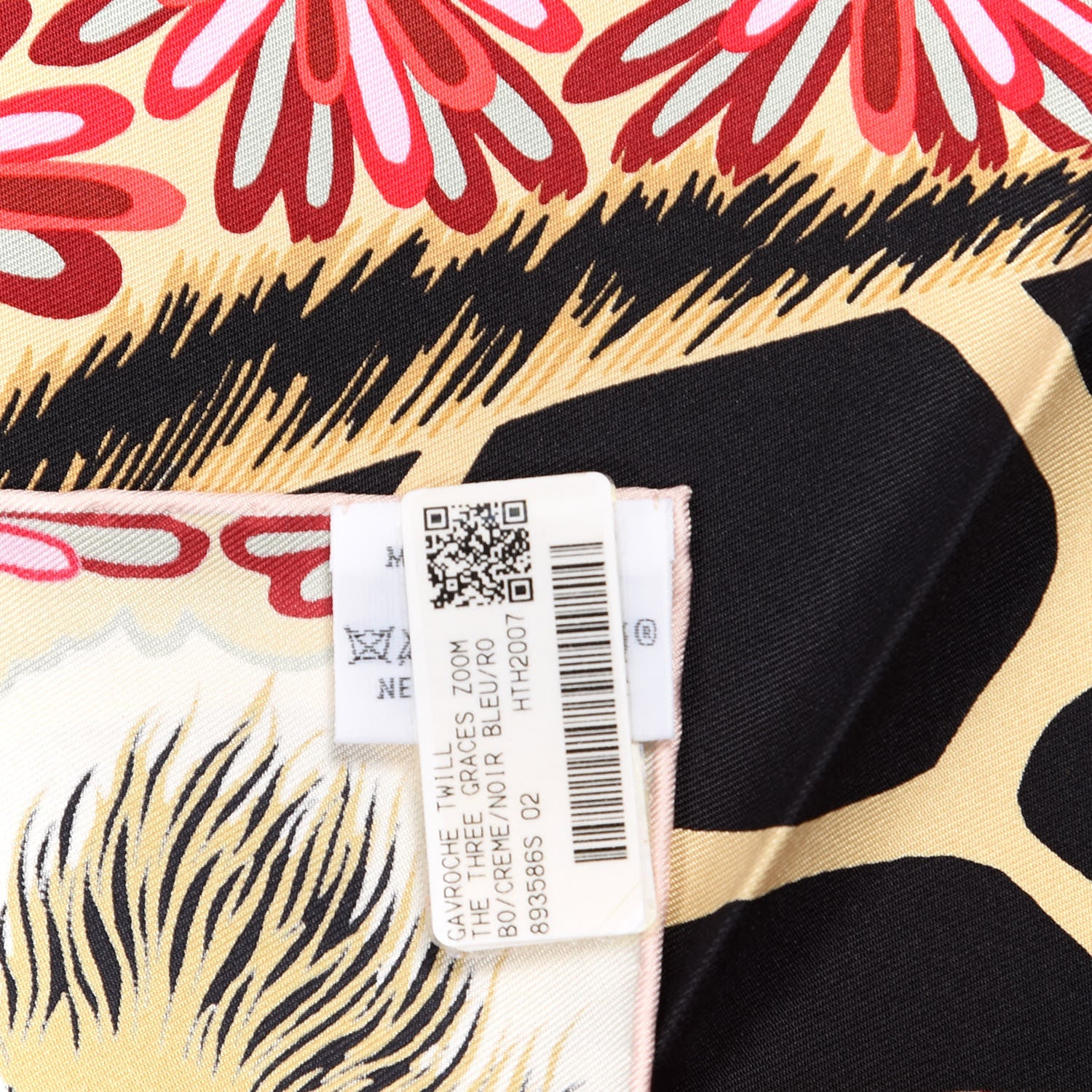 Hermes Silk The Three Graces Zoom Scarf 45 Creme Black Bleu Rogue 2 of 3
