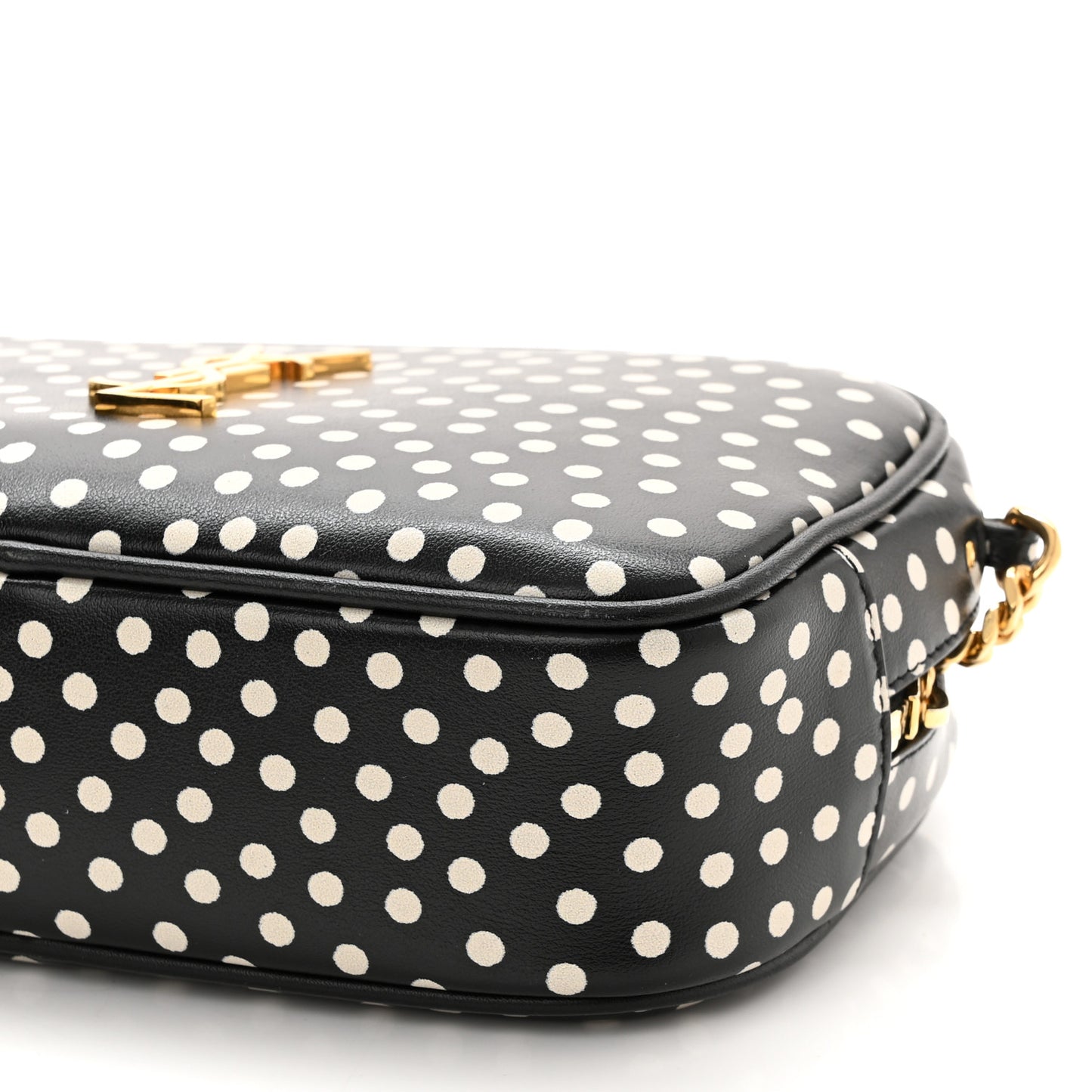 Calfskin Printed Polka Dot Mini Lou Camera Bag Black Crema Soft