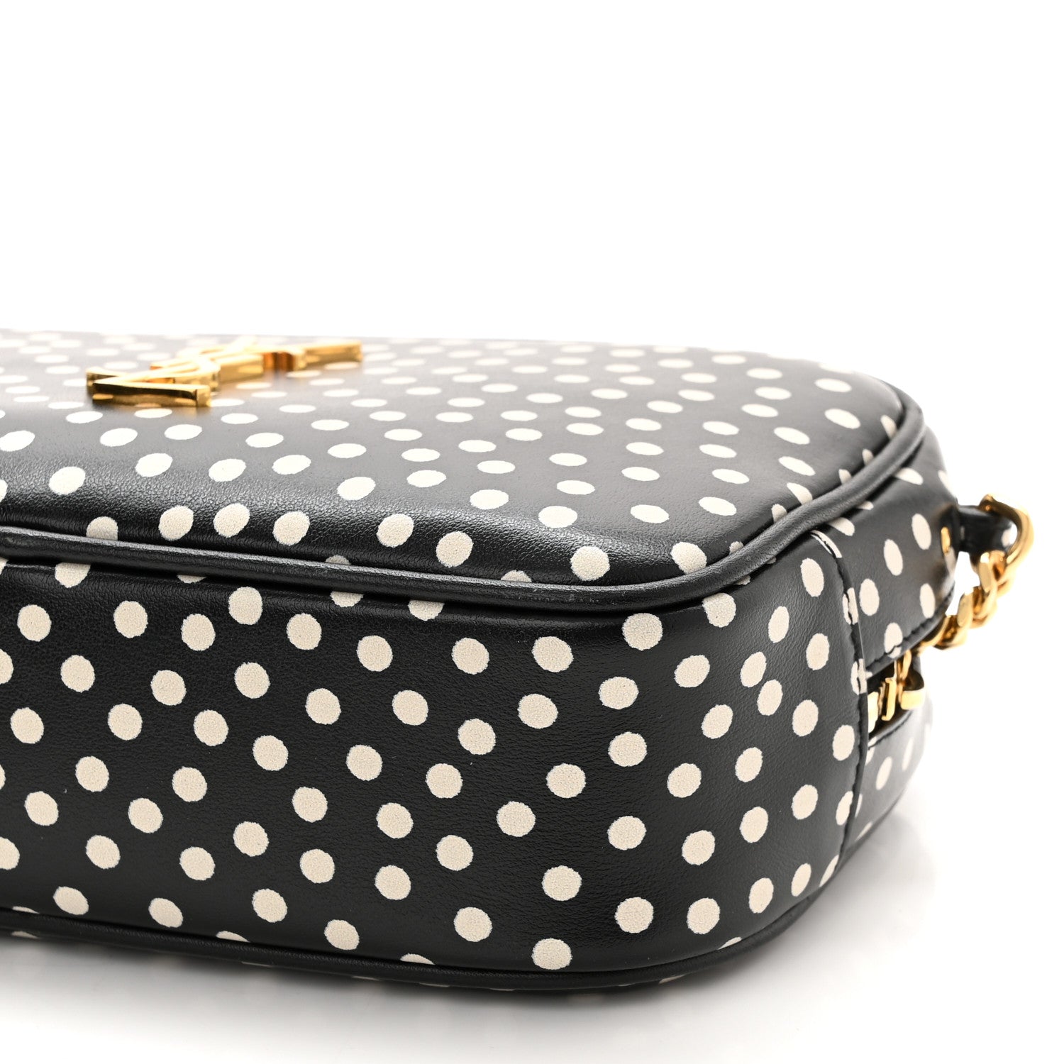 Saint Laurent Calfskin Printed Polka Dot Mini Lou Camera Bag Black Crema Soft 10 of 11