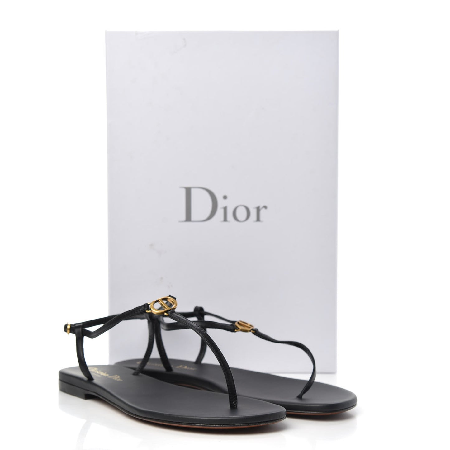 Lambskin Signature T-Strap Sandals 38 Black