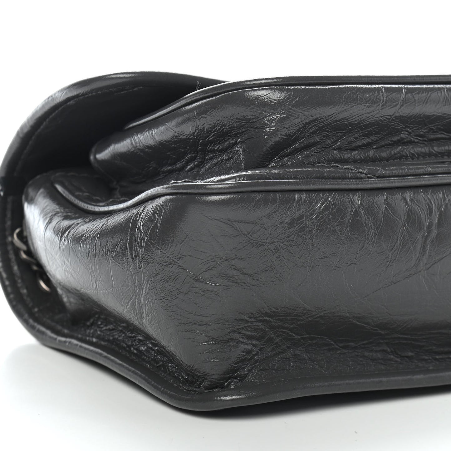 Crinkled Calfskin Matelasse Monogram Baby Niki Chain Satchel Storm