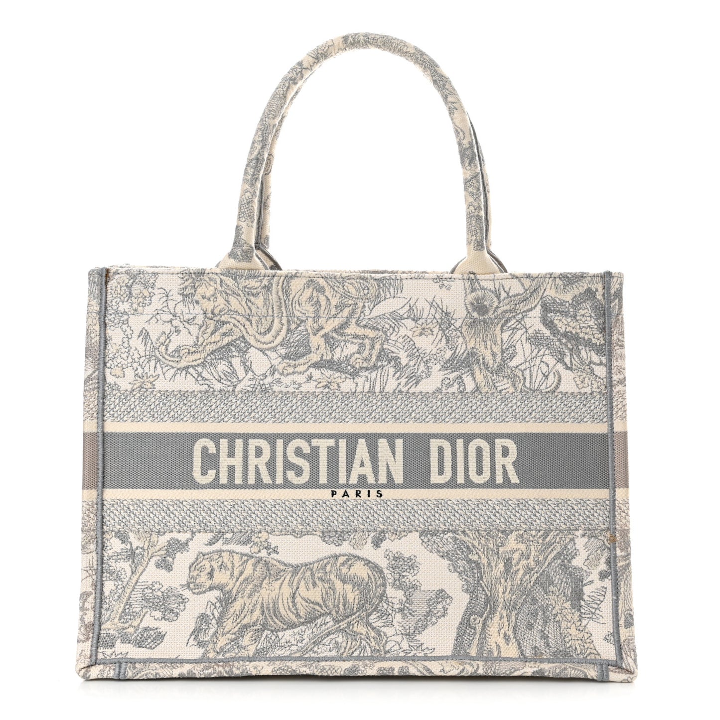 Canvas Embroidered Medium Dioriviera Toile De Jouy Book Tote Gray