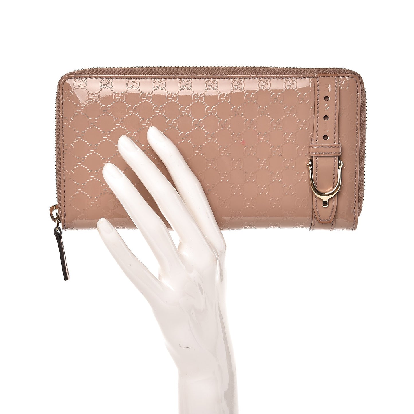 Patent Microguccissima Nice Zip Around Wallet Dark Cipria