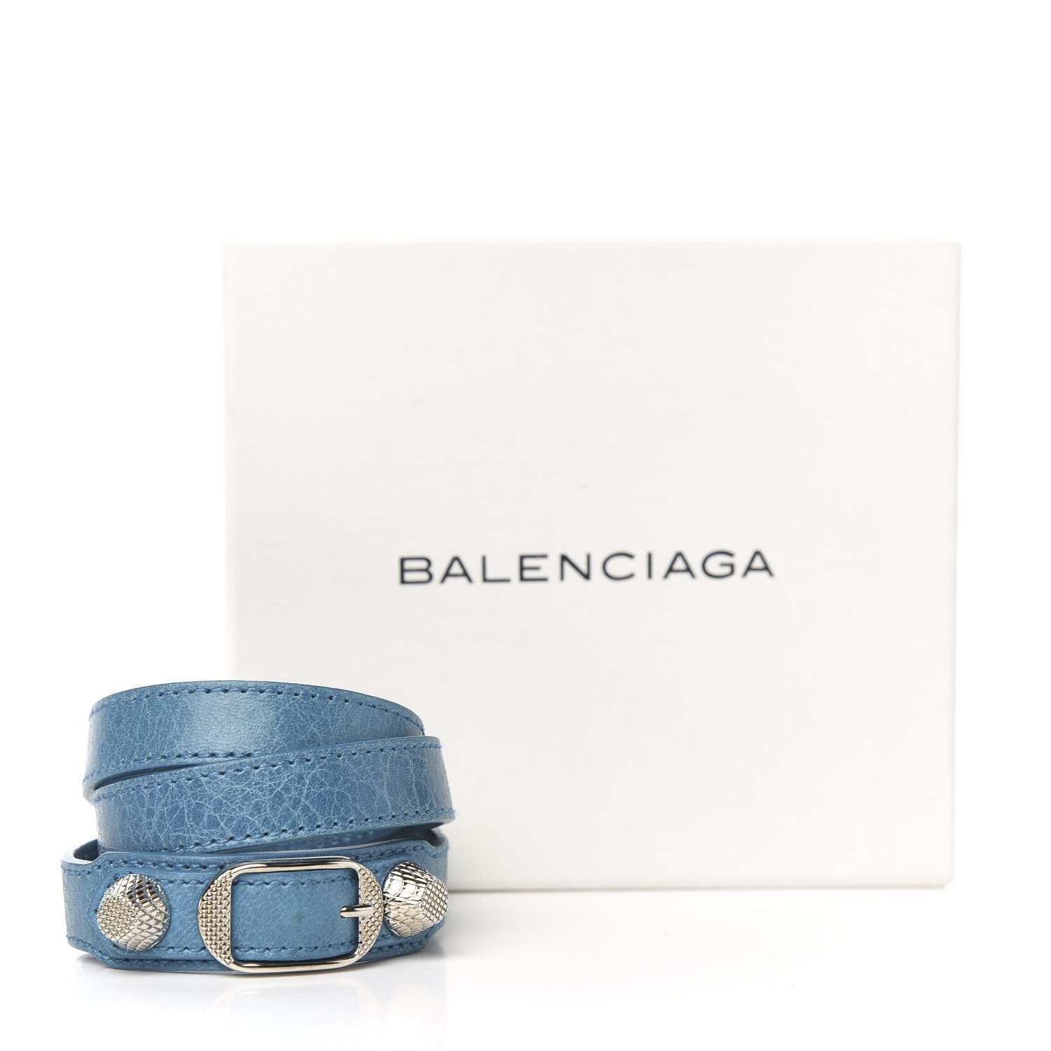 Balenciaga Agneau Arena Giant 12 Silver Hardware Triple Tour Bracelet S Cyclade 5 of 5