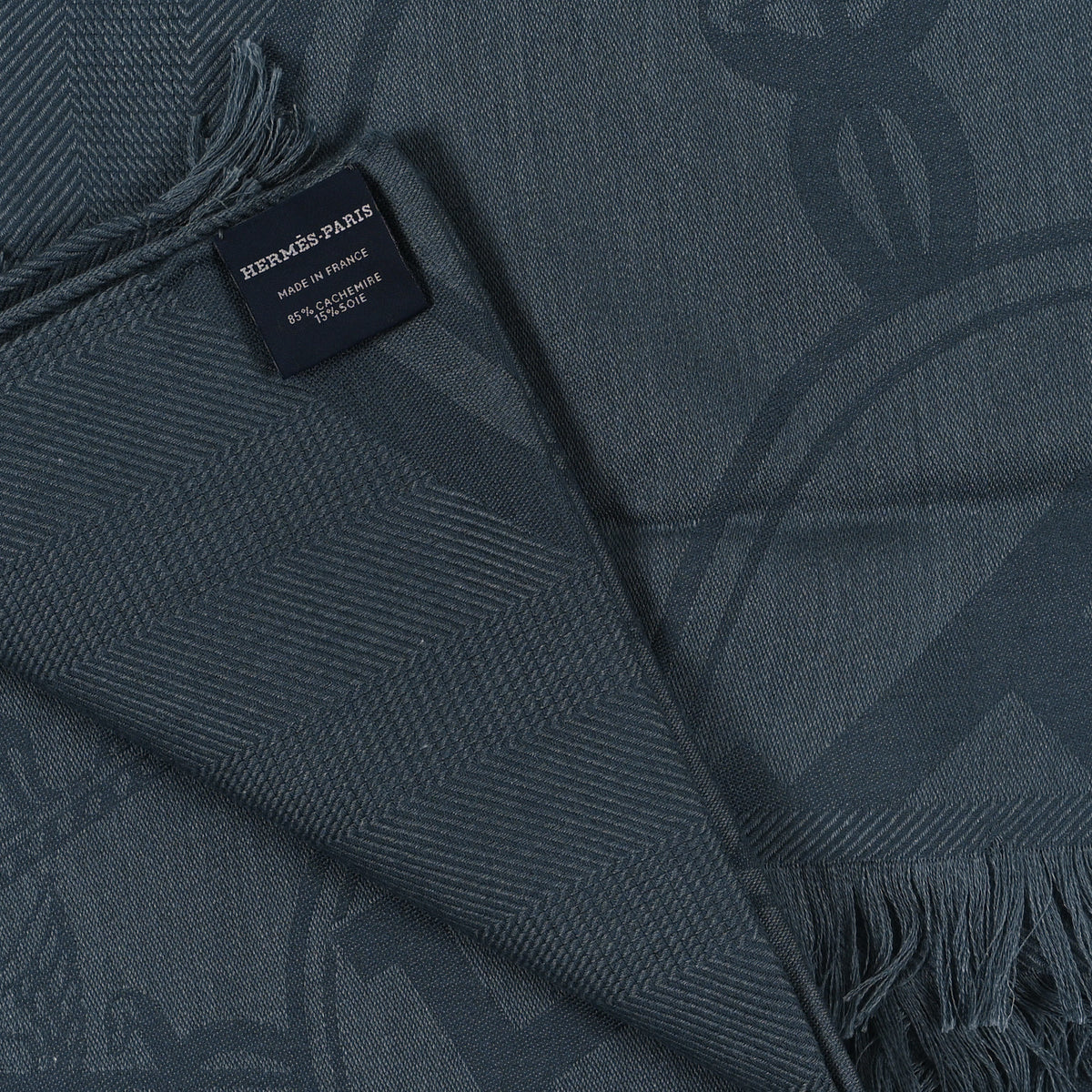 Hermes Cashmere Silk New Libris Stole Gris Souris 3 of 3