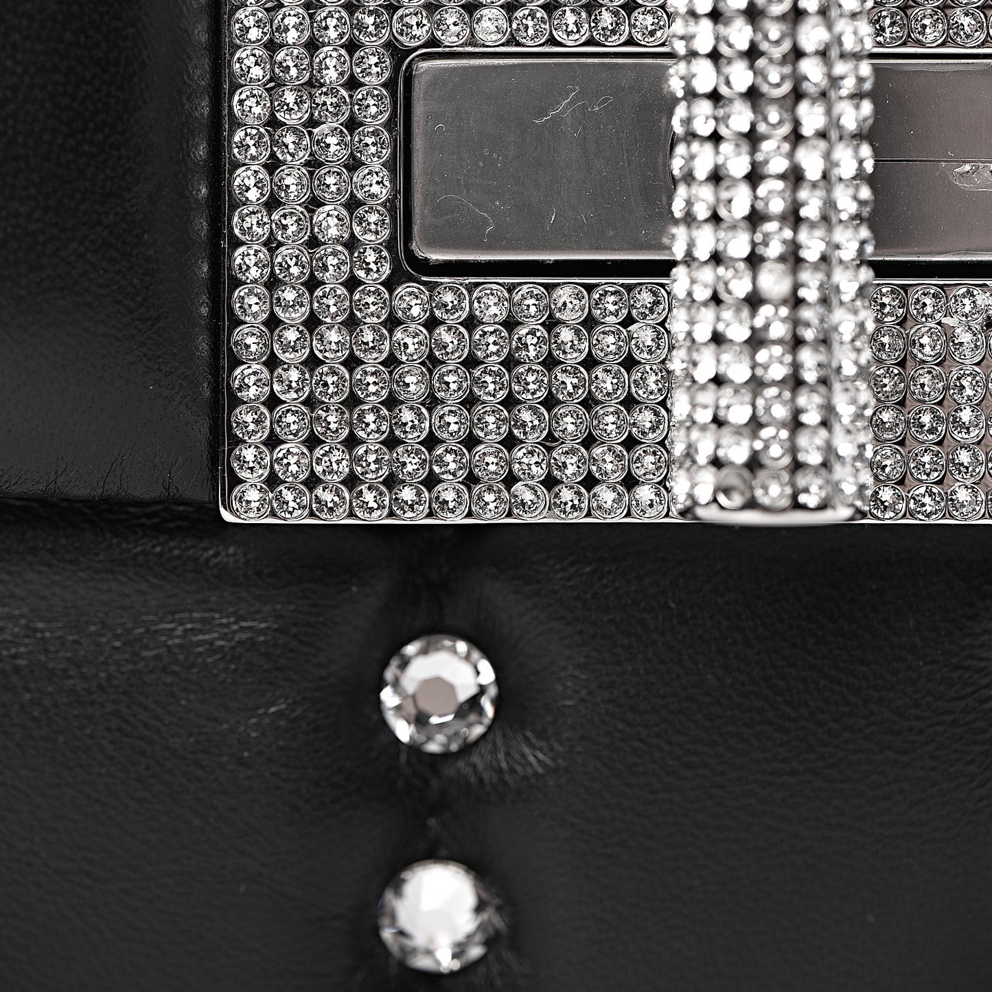 Lambskin Quilted Crystal Small Natalia Chain Bag Black