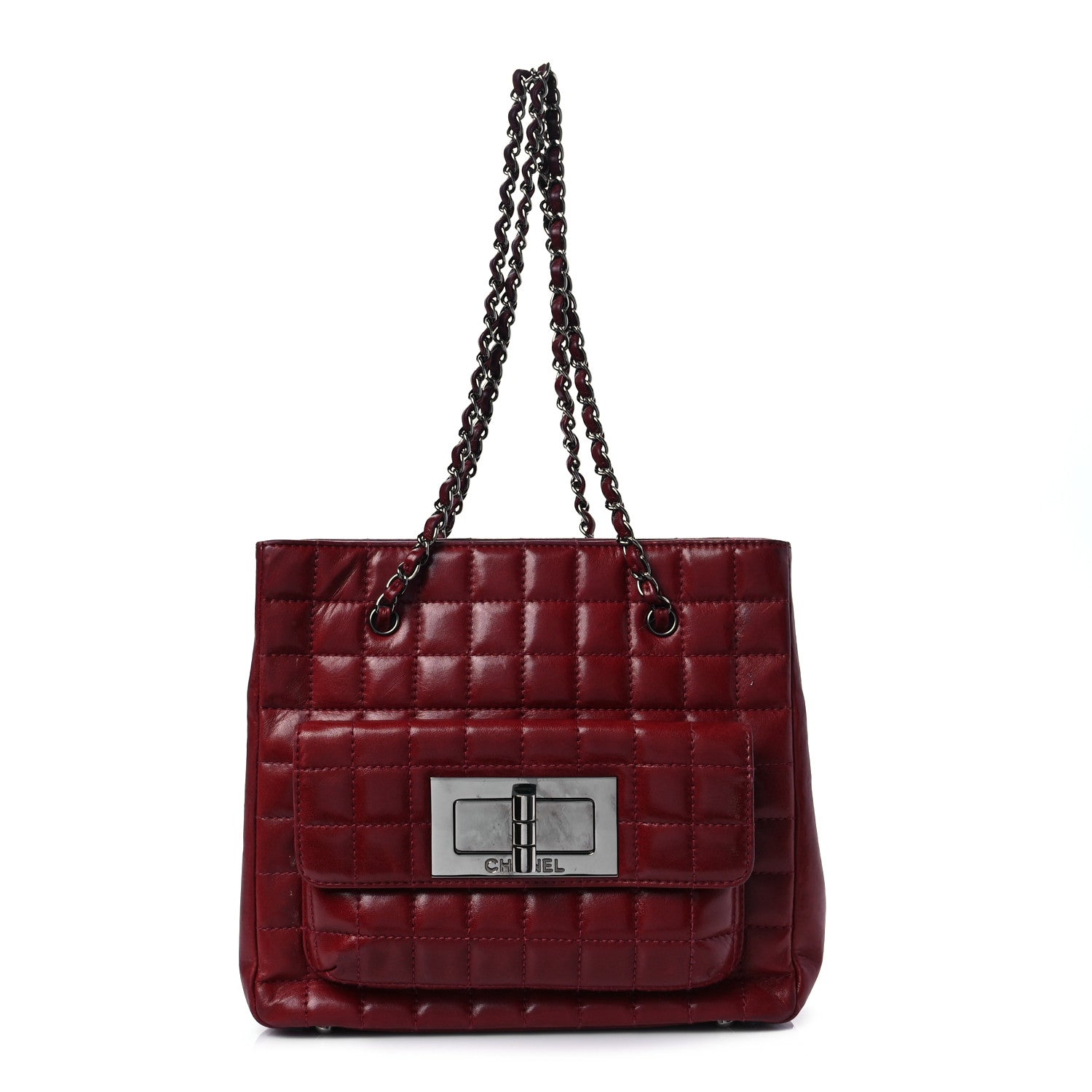 Chanel Lambskin Quilted Chocolate Bar Mademoiselle Shoulder Bag Red 1 of 8