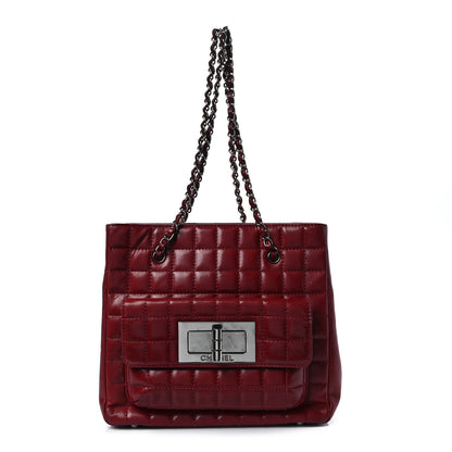 Chanel Lambskin Quilted Chocolate Bar Mademoiselle Shoulder Bag Red 1 of 8