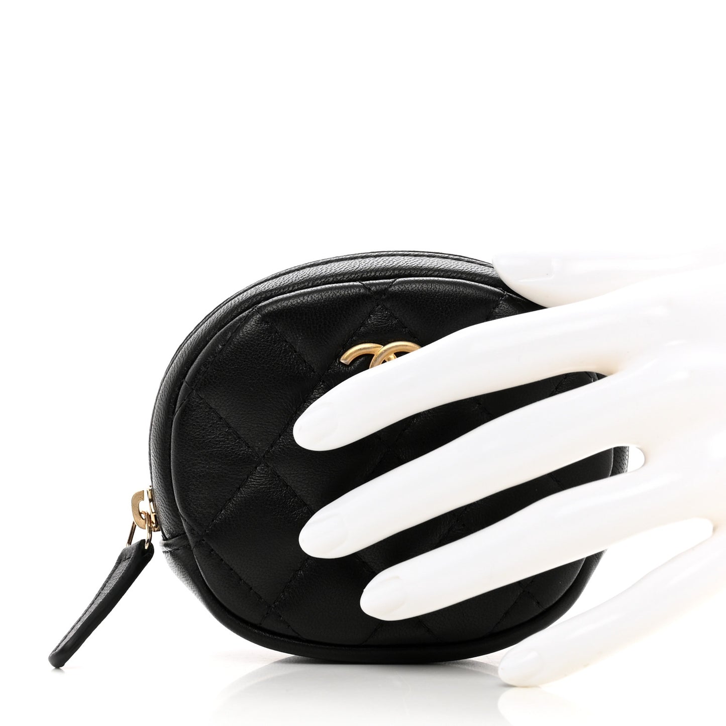 Lambskin Quilted Zip Around Classic Coin Purse Black