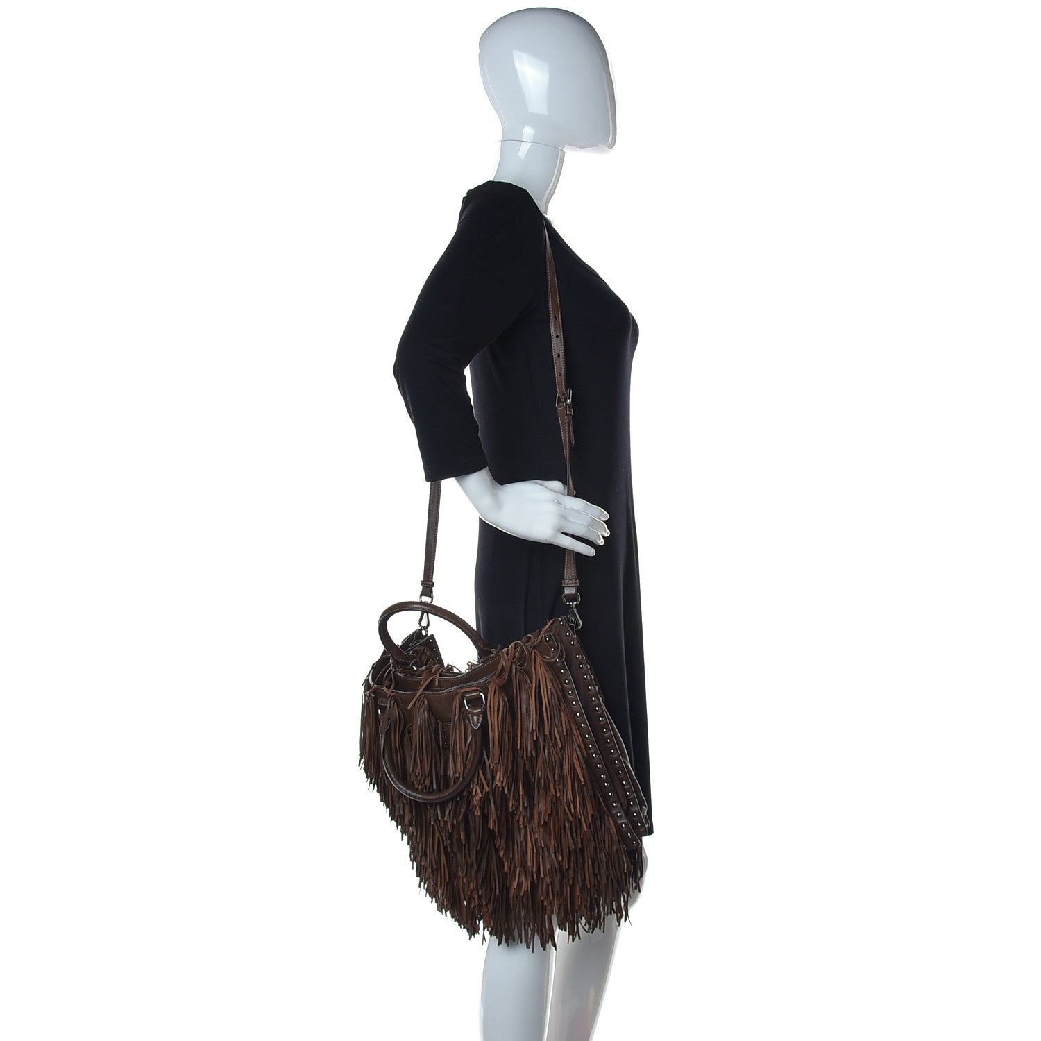 Prada Nappa Fringe Shopping Tote Noce 2 of 12