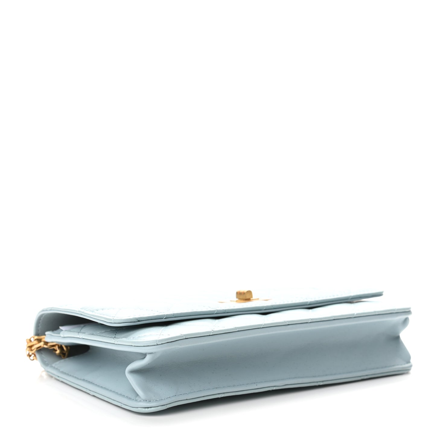 Aged Calfskin Quilted Reissue Wallet On Chain WOC Light Blue