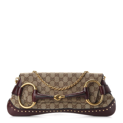 Gucci Monogram Studded Horsebit Clutch Bordeaux 1 of 12
