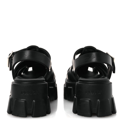Prada Foam Rubber Triangle Logo Monolith 55mm Cage Sandals 36 Black 6 of 15