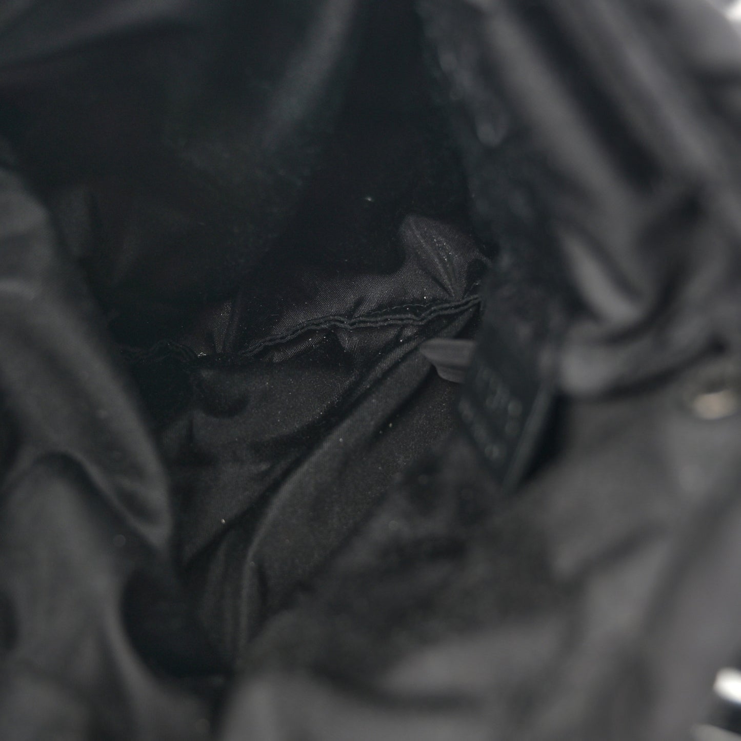Nylon Calfskin Rete Top Handle Bag Black
