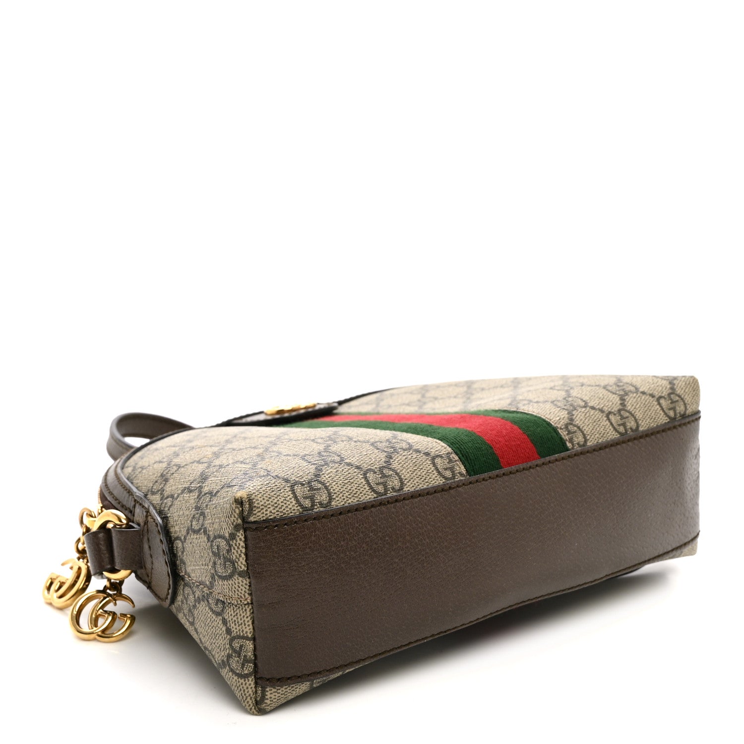 Gucci GG Supreme Monogram Textured Dollar Calfskin Web Small Ophidia Dome Shoulder Bag Beige Ebony New Acero 4 of 12
