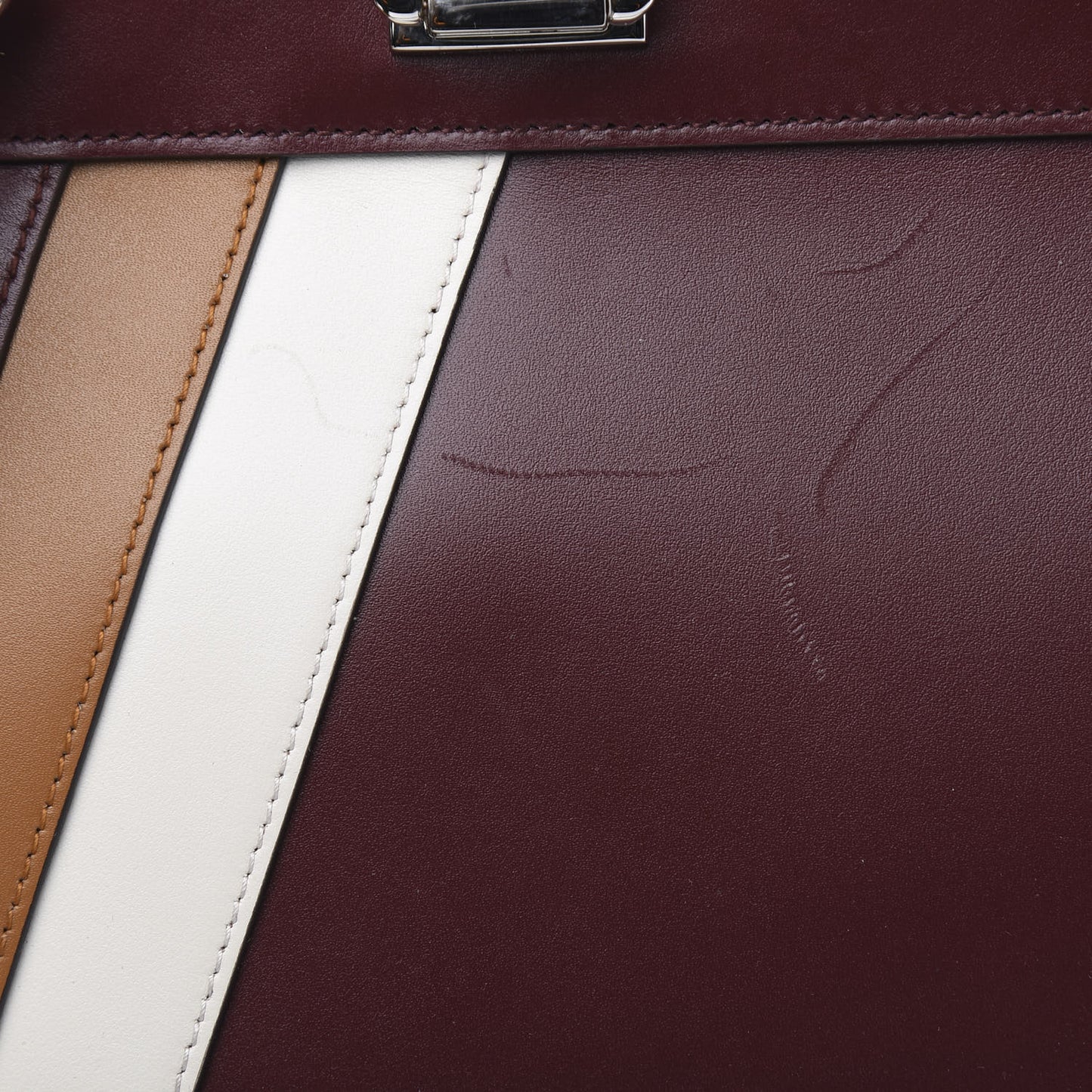 Smooth Calfskin Small Zumi Top Handle Bag Vintage Bordeaux White Friky Taupe