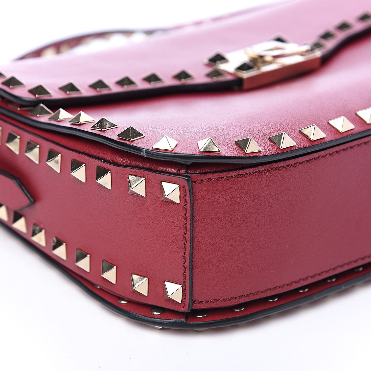 Valentino Garavani Vitello Medium Rockstud Flap Saddle Bag Scarlet 9 of 12