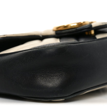 Gucci Calfskin Matelasse Super Mini GG Marmont Shoulder Bag Black White 8 of 9