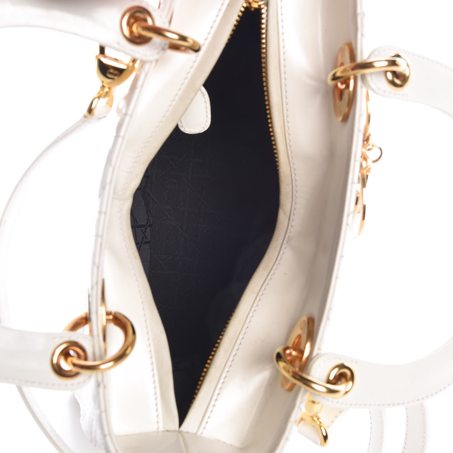 Christian Dior Patent Cannage Medium Lady Dior White 5 of 17