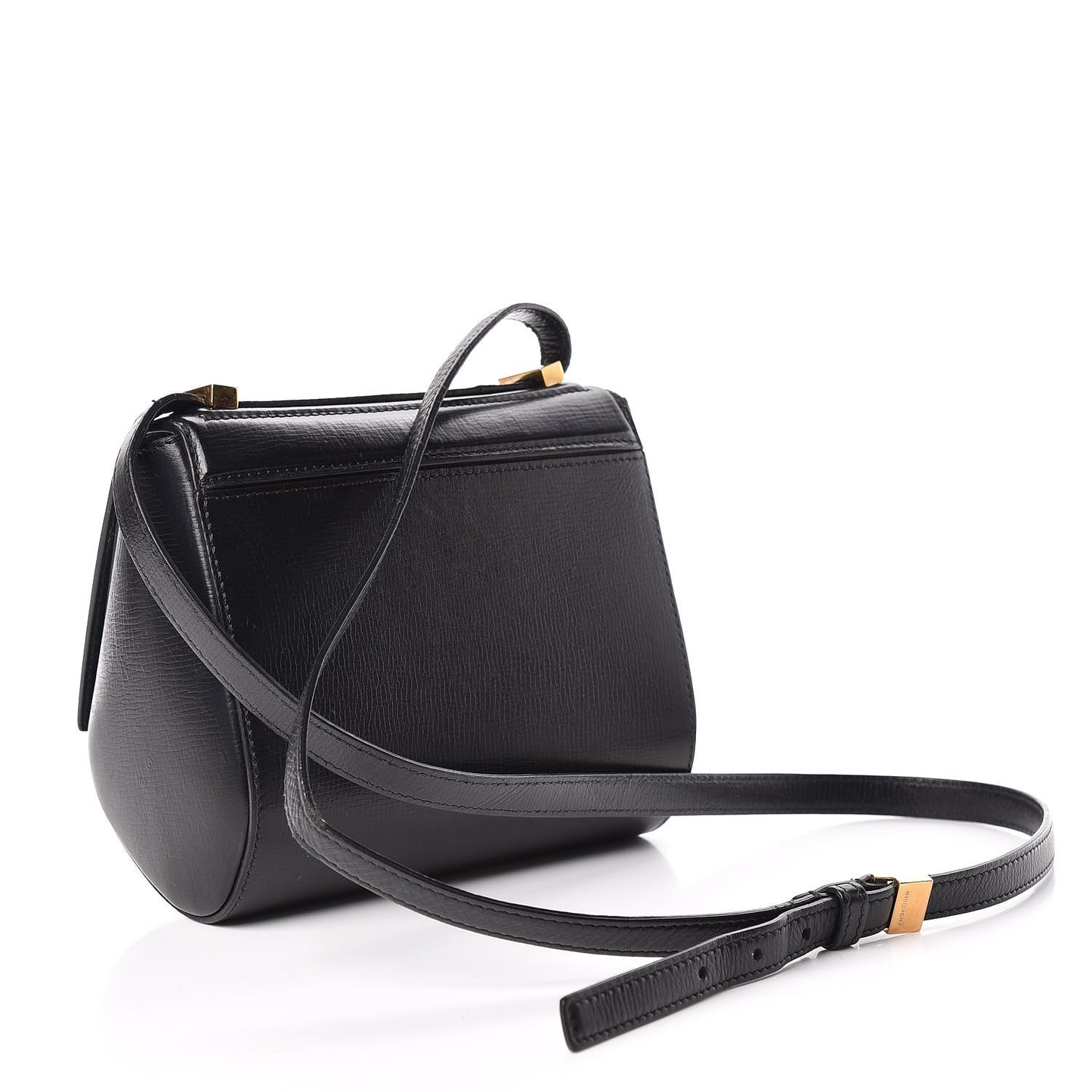Textured Calfskin Mini Pandora Box Crossbody Bag Black