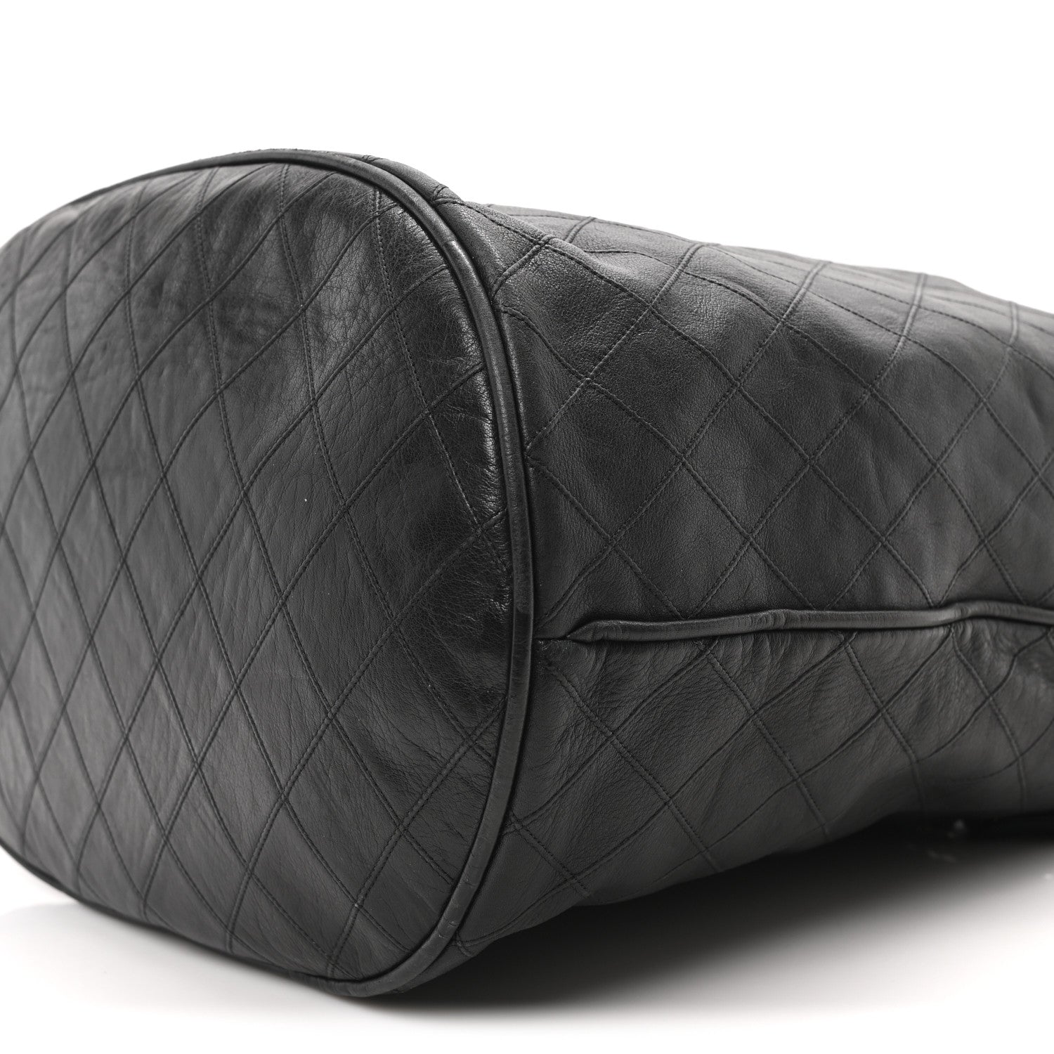 Chanel Lambskin Quilted Drawstring Bucket Bag Black 11 of 11