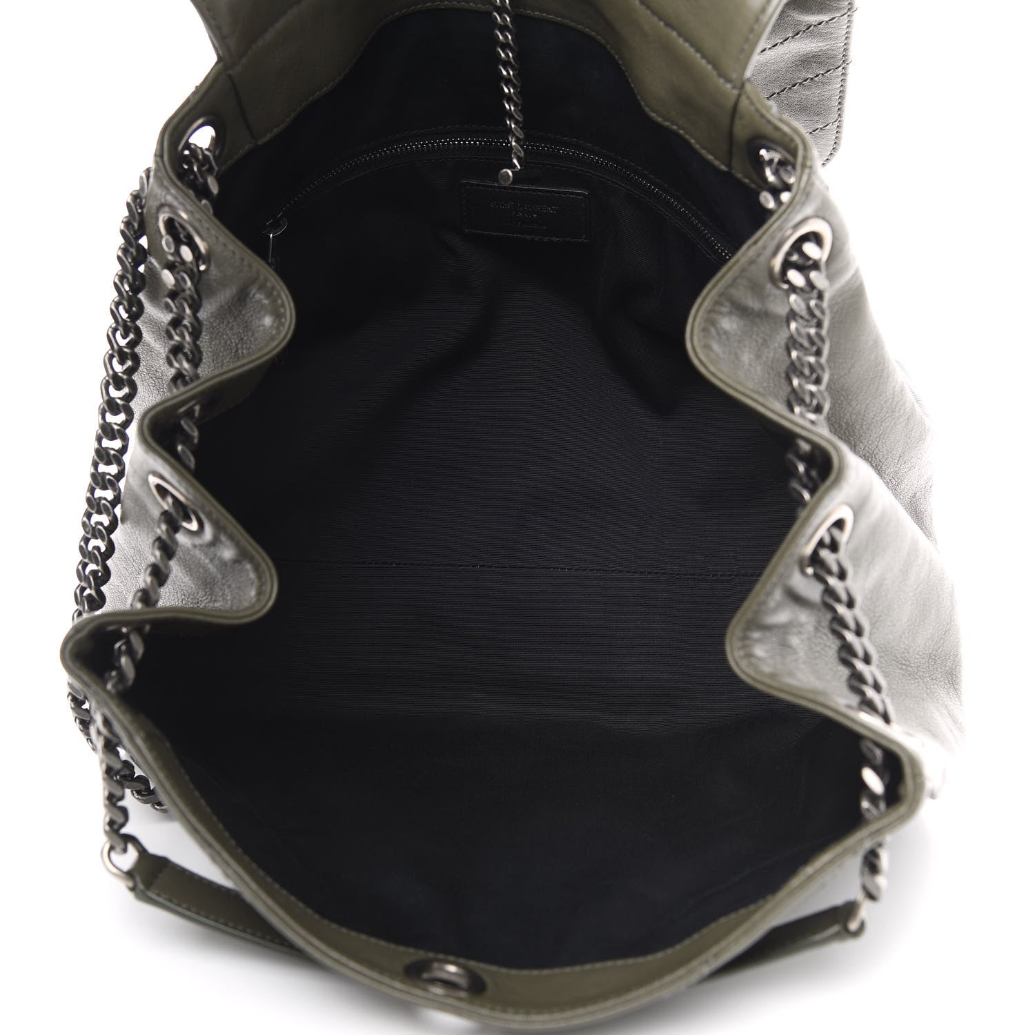 Saint Laurent Vintage Calfskin Chevron Monogram Medium Nolita Olive Green 5 of 11