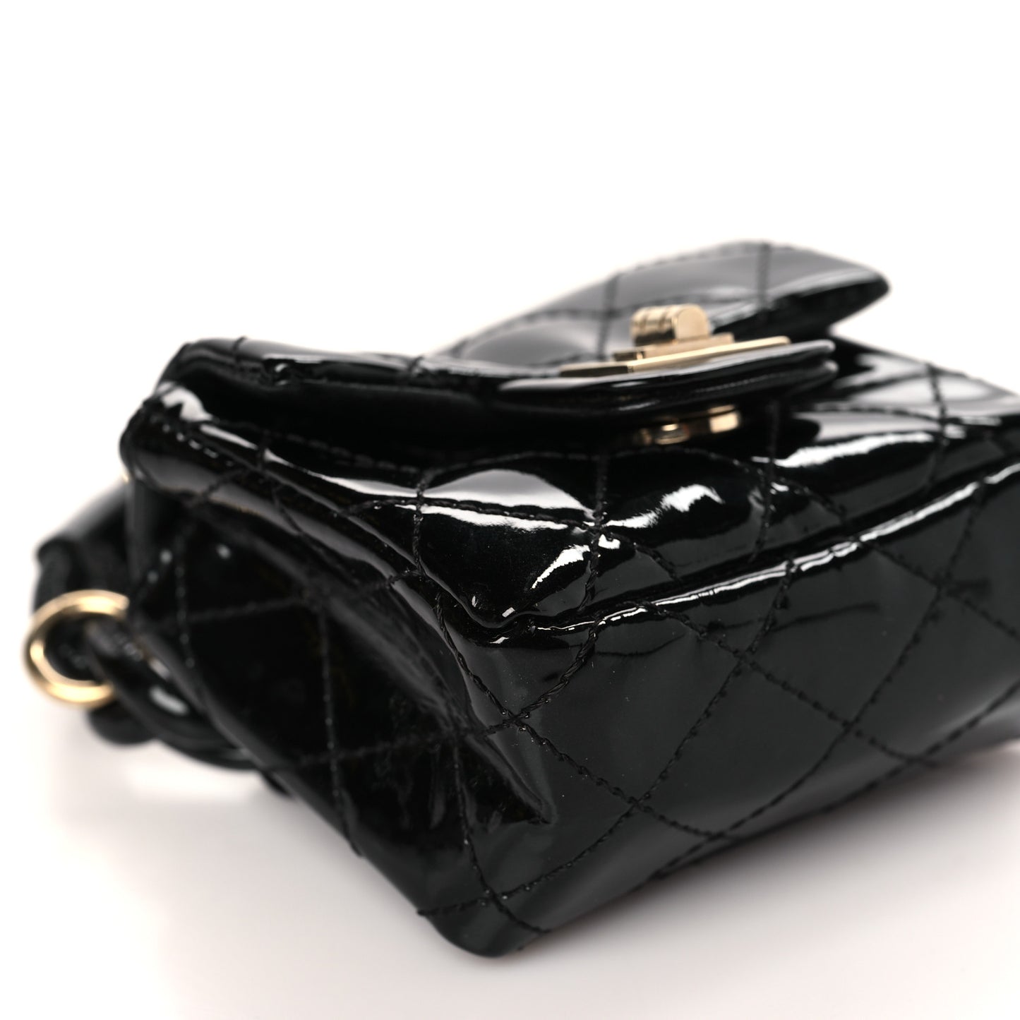 Patent Quilted 2.55 Ankle Wrist Bag Black